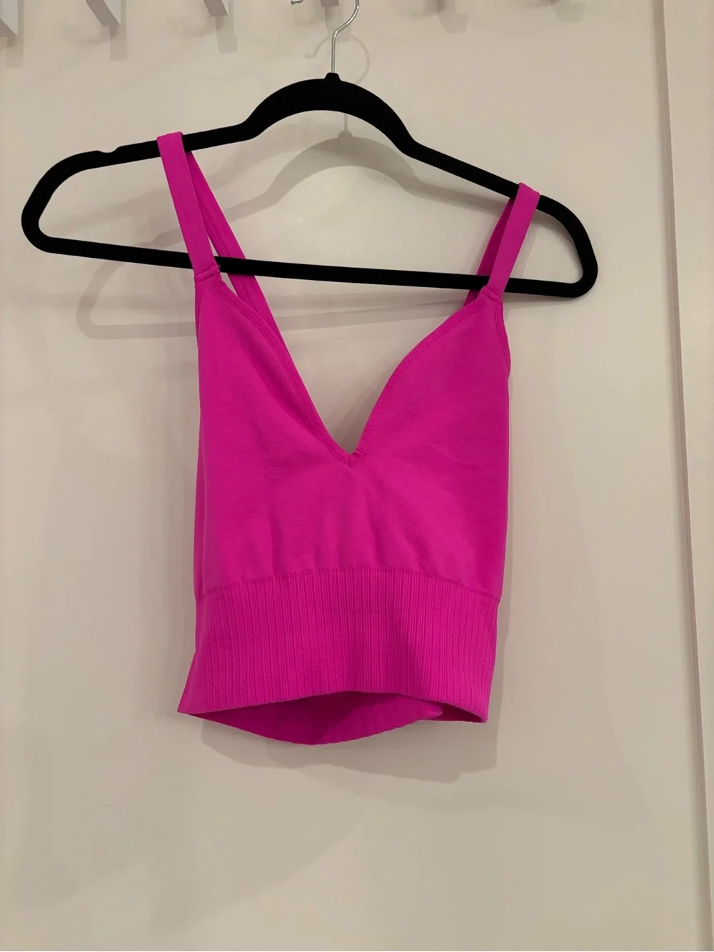 FP Movement by Free People Hot Pink V-Neck Ribbed Sports Bra Tank - Picture 1 of 3